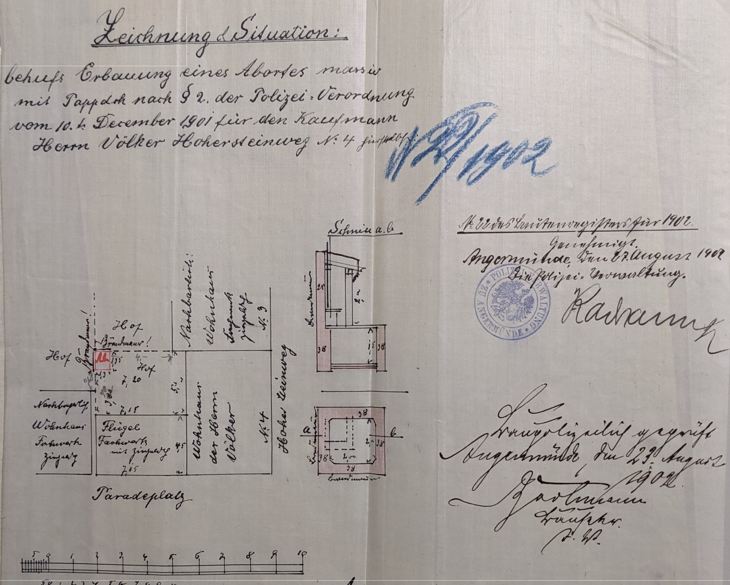 1902 Bauzeichnung Abort