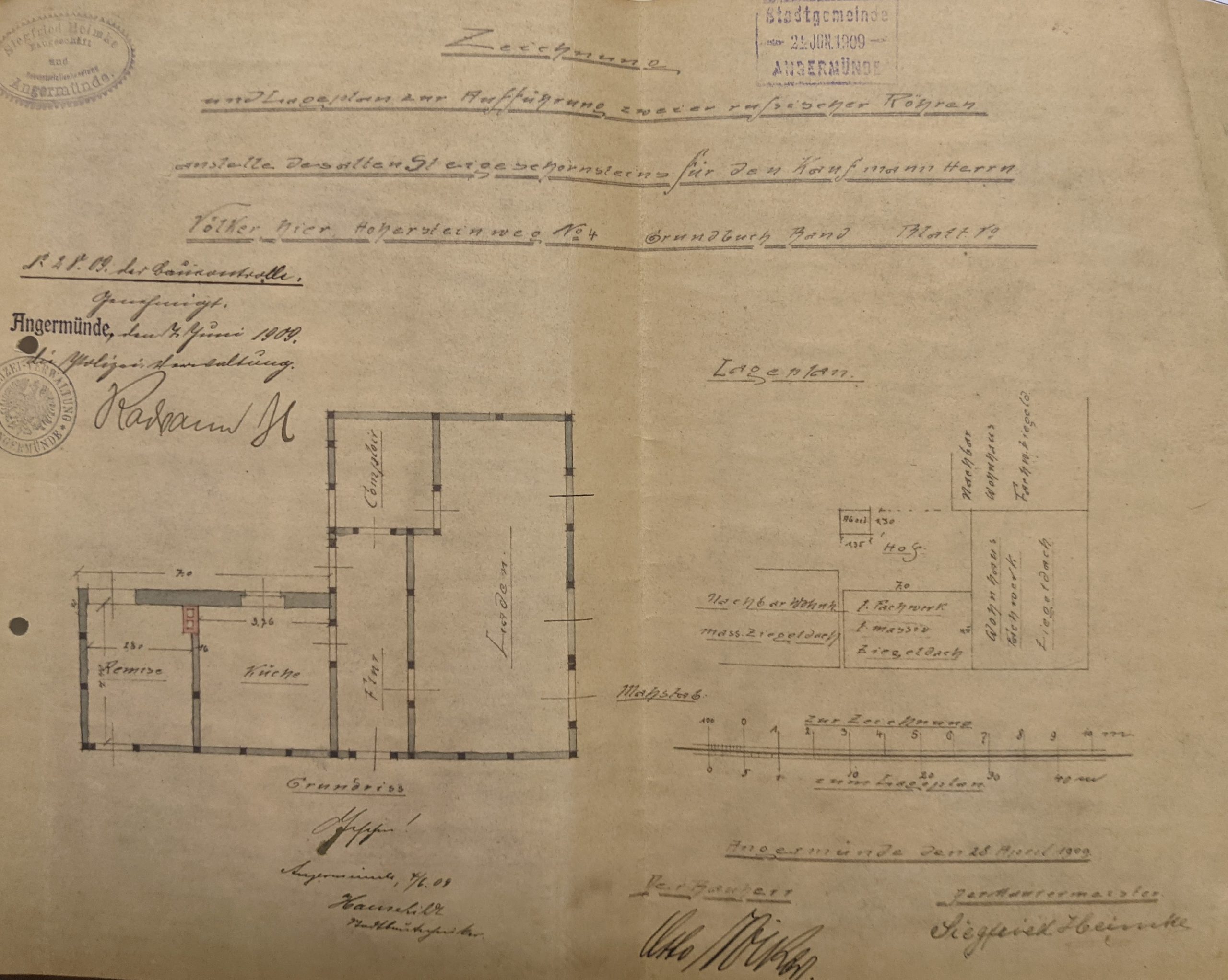 1909 Bauzeichnung Schornstein