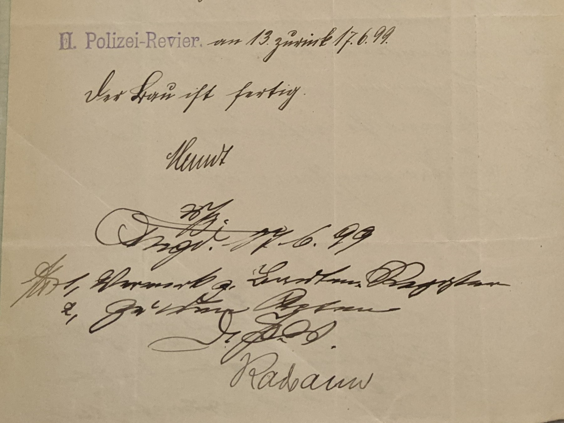 Vermerk – Der Bau ist fertig